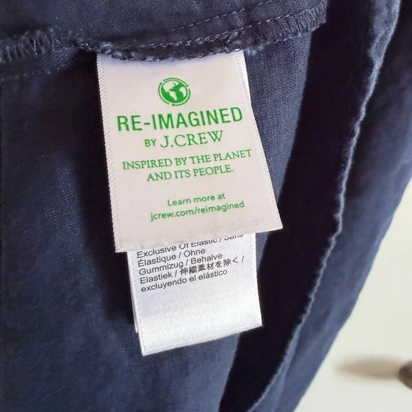 J.Crew Navy Blue Smocked Beach Dress in Linen-Cotton Blend size XS EUC - Picture 7 of 9